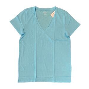 NWT J. Crew Water Park Blue Vintage Slub Cotton V-Neck Tee - Size XL